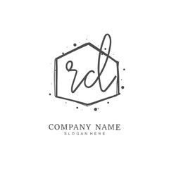 Handwritten initial letter R D RD for identity and logo. Vector logo template with handwriting and signature style.