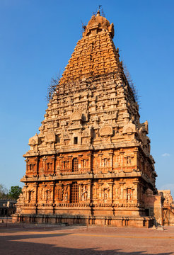 Brihadishwarar Temple tower (vimana). Thanjavur, Tamil Nadu, India