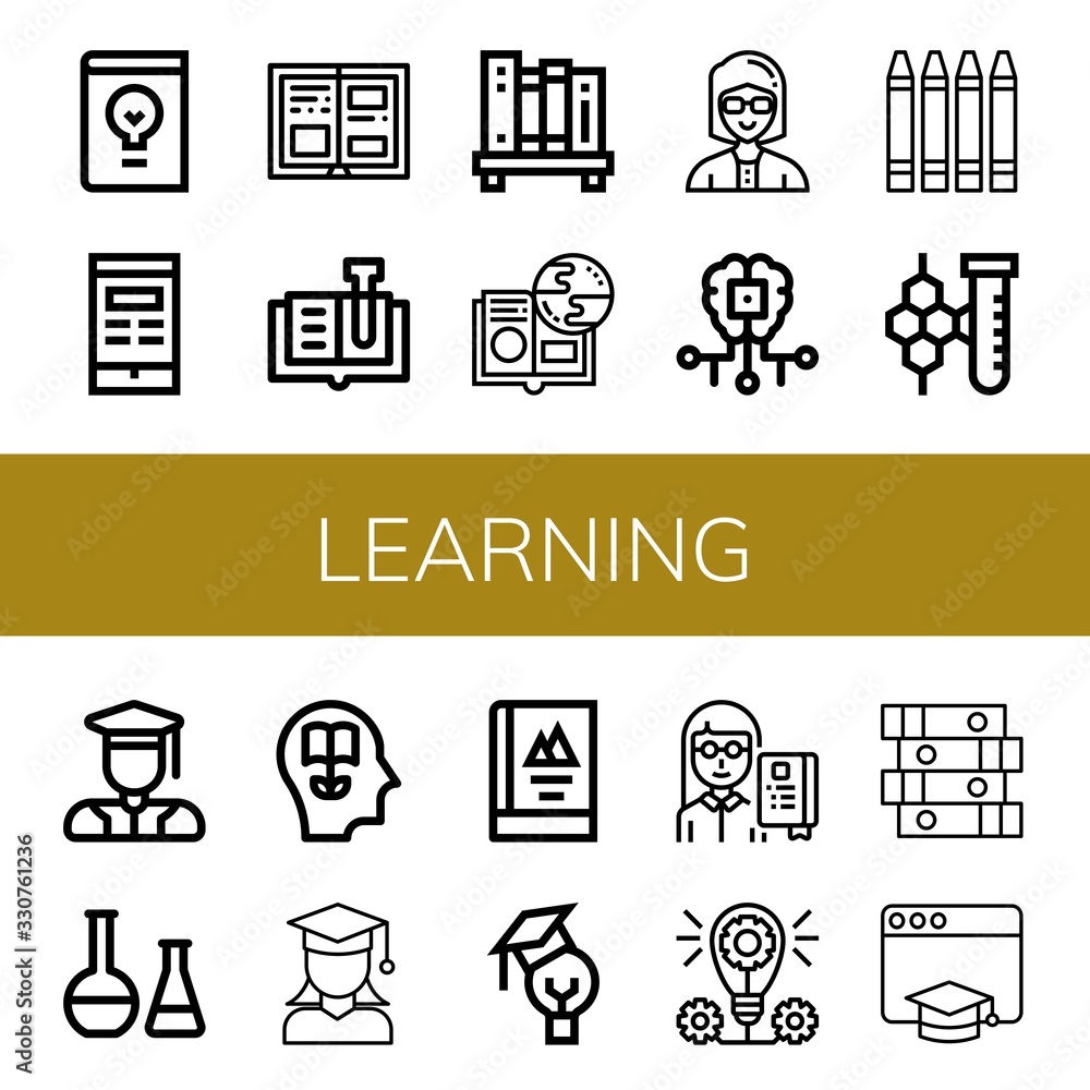 Poster learning simple icons set