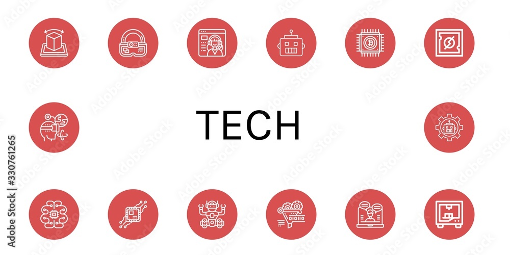 Poster tech simple icons set