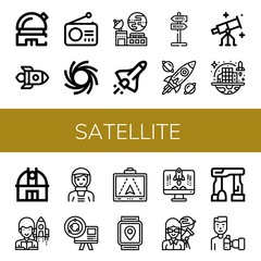 satellite simple icons set
