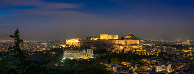 Parthenon Temple and Amphiteater are ancient architecture at the Acropolis, Athens, Greece