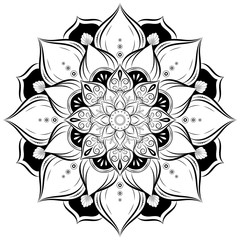 Circle flower of mandala with vintage floral style, Vector mandala Oriental pattern, Hand drawn decorative element. Unique design with petal flower. Concept relax and meditation use for page logo book