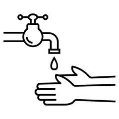 coronavirus Hand-washing concept, Personal hygiene on white background,  Prevention of Coronavirus Disease 2019 (COVID-19) vector icon, handwashing faucet design