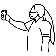 Coronavirus Screening at Airport for Travelers Concept, COVID-19 scanning female vector art, girl with mask vector icon design, Protective measures against the spread of corona virus symbol,