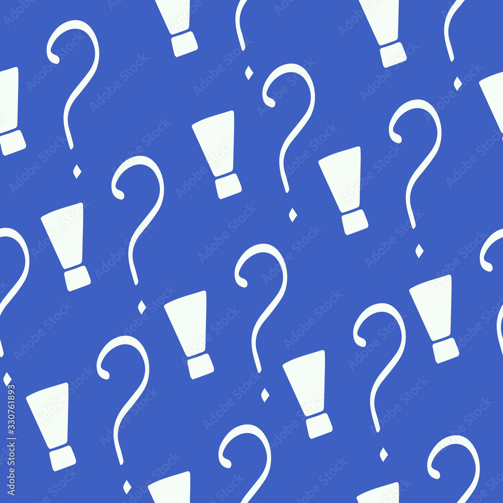 Fototapete question marks and exclamation mark seamless pattern. vector sketch question marks and exclamation m