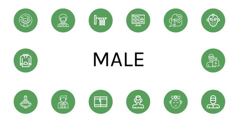 male simple icons set