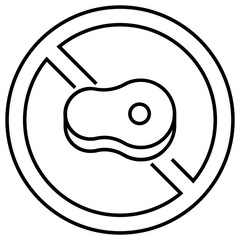 Coronavirus disease COVID-19 prevention concept, Stop eating meat  on white background, forbidden consumption  of Poisonous wild animals vector icon design