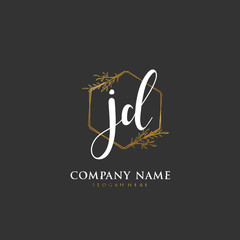 Handwritten initial letter J D JD for identity and logo. Vector logo template with handwriting and signature style.