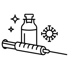 Coronavirus treatment Vaccines Injection Concept, Covid-19 prescription medications on white background, ncov prevention supporting medicine vector icon design