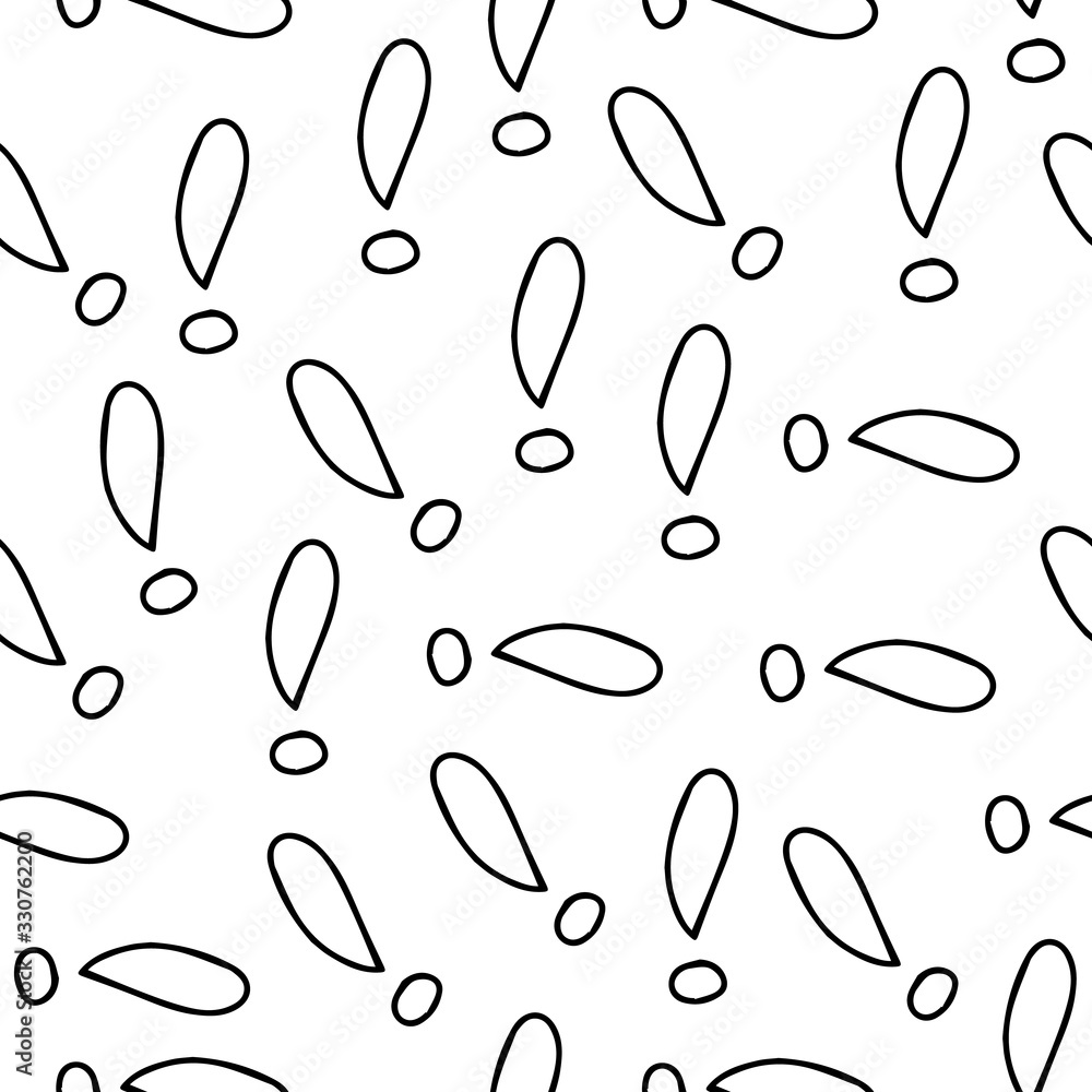 Poster exclamation mark seamless pattern on white background. hand drawn vector elements.vector sketch ques