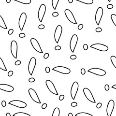 Exclamation mark seamless pattern on white background. Hand drawn vector elements.Vector sketch question marks background