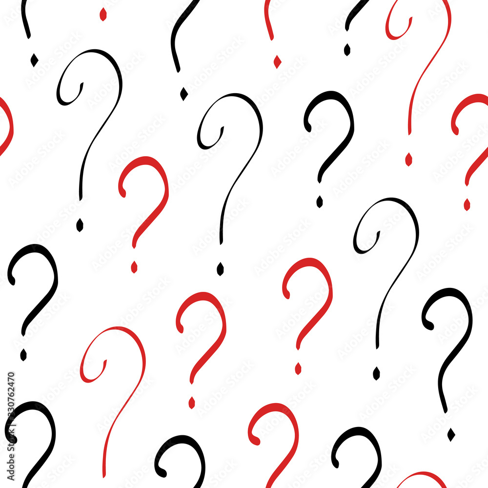 Aufkleber question mark vector seamless pattern. hand drawn sketch. faq button. asking questions. ask for help