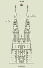 Zagreb Cathedral, Croatia. Landmark icon