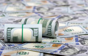  dollars in roll on money background