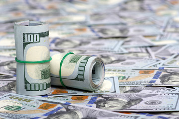 dollars in roll on money background