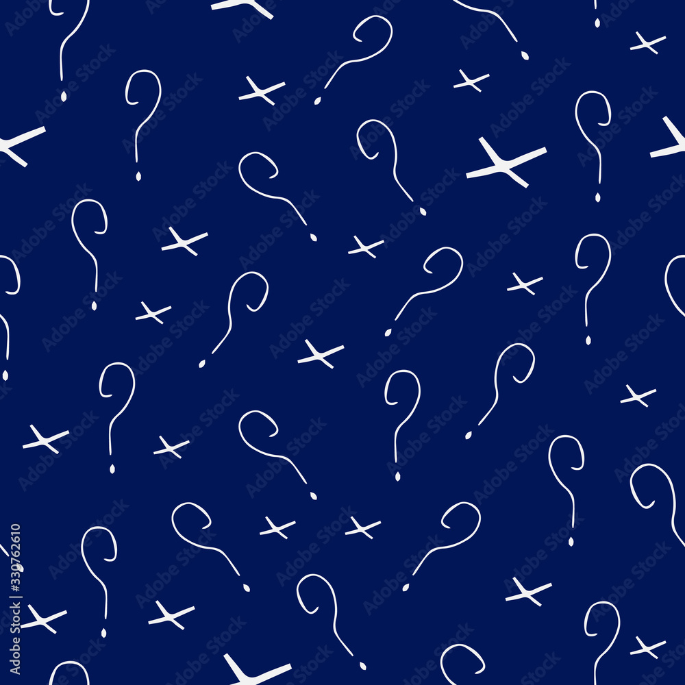 Poster question mark vector seamless pattern. hand drawn sketch. faq button. asking questions. ask for help