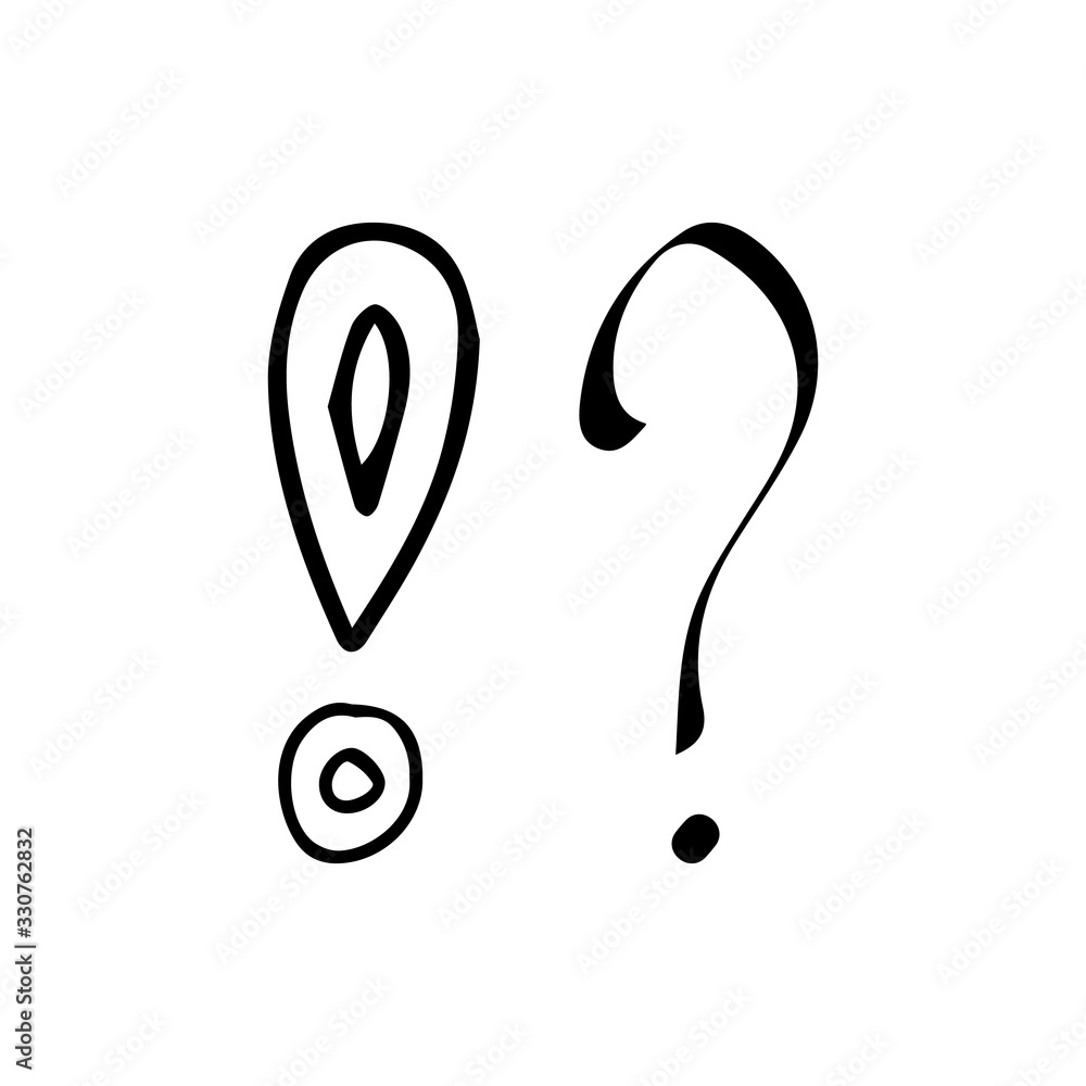 Poster vector illustration hand drawn question mark and exclamation point. question mark and exclamation po