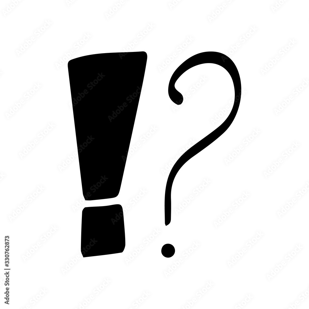 Poster vector illustration hand drawn question mark and exclamation point. question mark and exclamation po