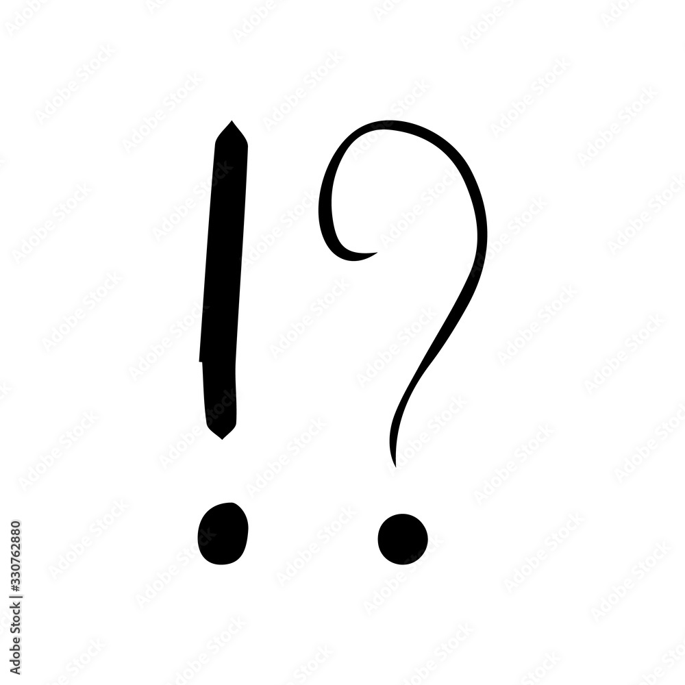 Poster vector illustration hand drawn question mark and exclamation point. question mark and exclamation po