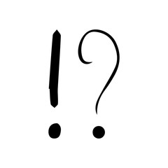 Vector illustration Hand drawn question mark and exclamation point. Question mark and exclamation point isolated on white.