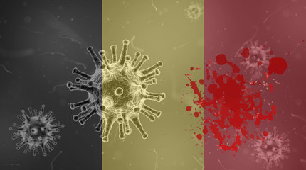 Coronavirus: flag with blood of Belgium