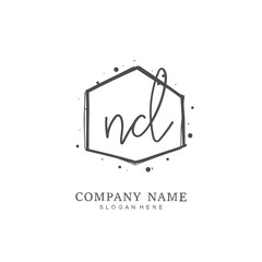 Handwritten initial letter N D ND for identity and logo. Vector logo template with handwriting and signature style.