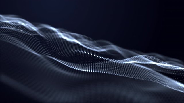Footage of wave of data in cloud computing network in visualize