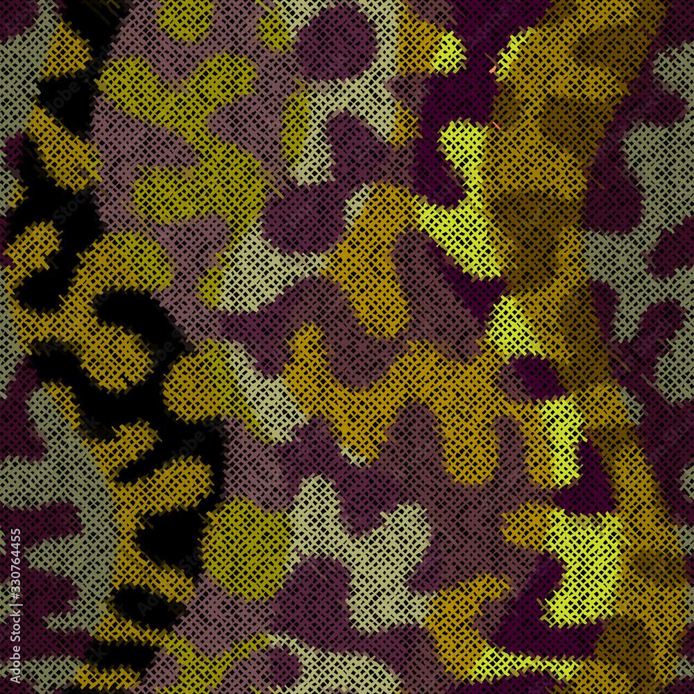 Poster canvas textile pattern in military style. . vector image.