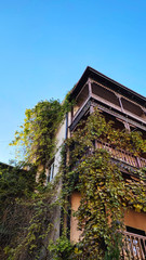 Wooden balcony of building in old Tbilisi, Georgia