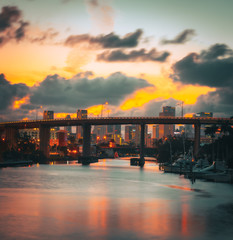 night dawn bridge city miami buildings skyscraper architecture river water sky clouds lighting sunset urban impressions dusk landscape sea scene florida © Alberto GV PHOTOGRAP