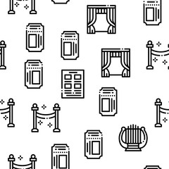 Theatre Equipment Seamless Pattern Vector Thin Line. Illustrations