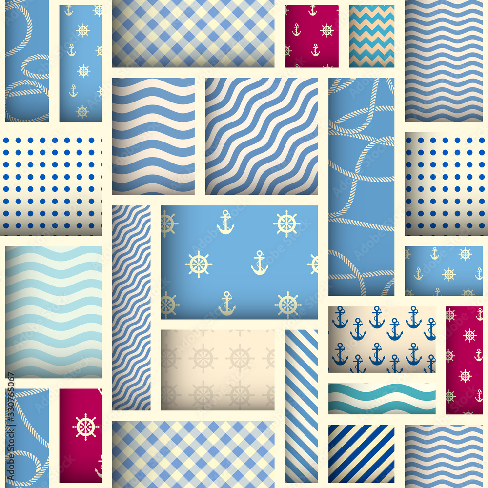 Aufkleber paper cut shapes design. seamless vector pattern.