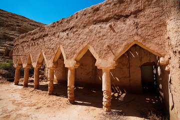 Traditional Old Arabian House abandoned or mud-brick house, the town of "Al Hayir", Saudi Arabia