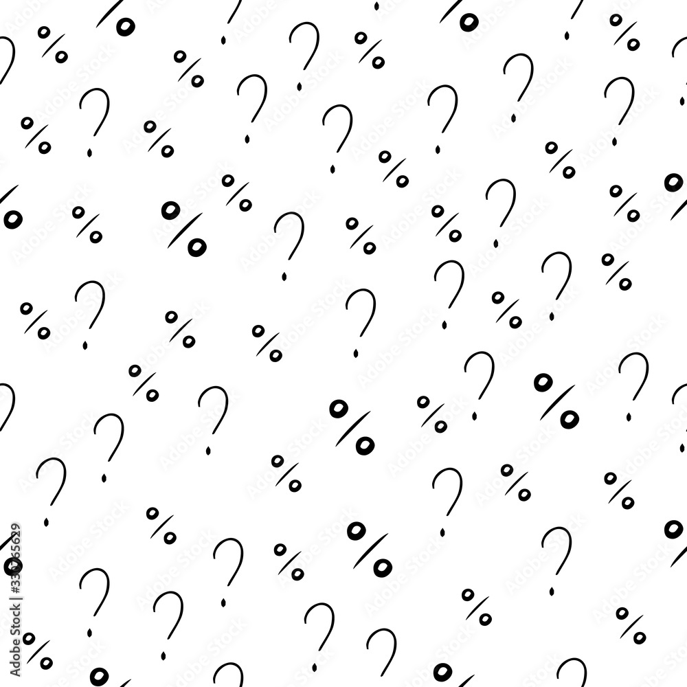 Poster question mark vector seamless pattern. hand drawn sketch. faq button. asking questions. ask for help