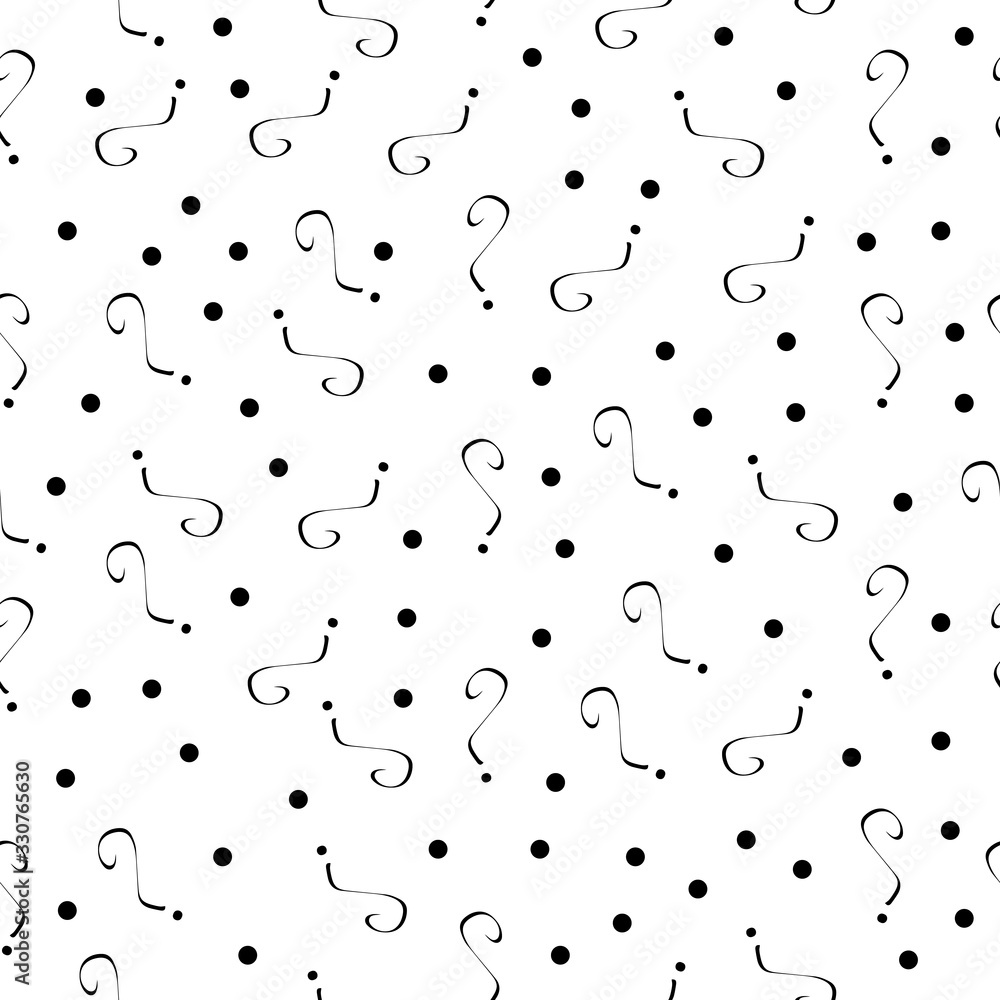 Poster question mark vector seamless pattern. hand drawn sketch. faq button. asking questions. ask for help