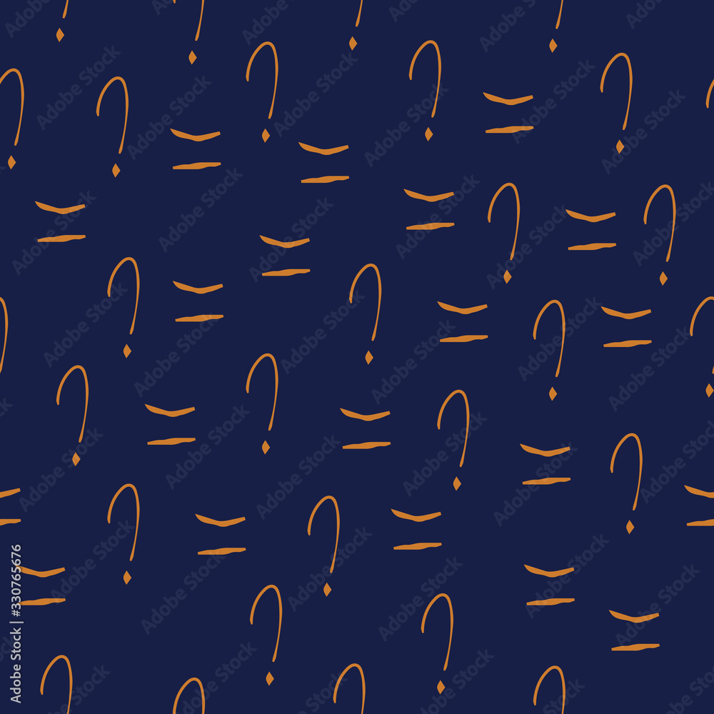 Poster question mark vector seamless pattern. hand drawn sketch. faq button. asking questions. ask for help