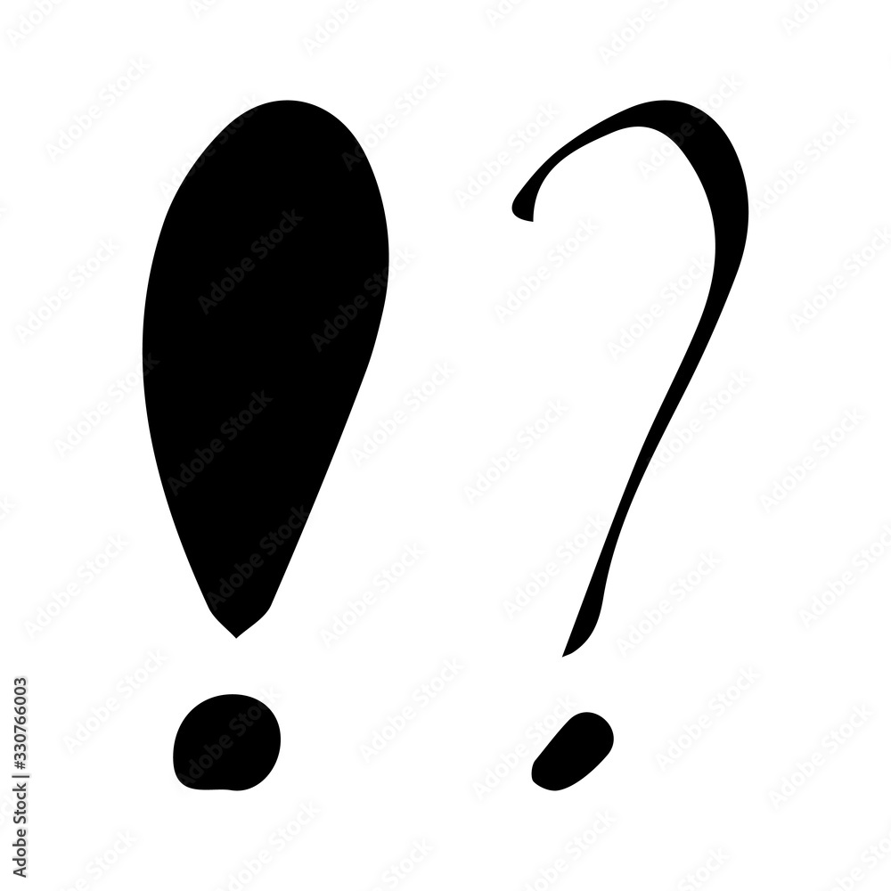 Poster vector illustration hand drawn question mark and exclamation point. question mark and exclamation po