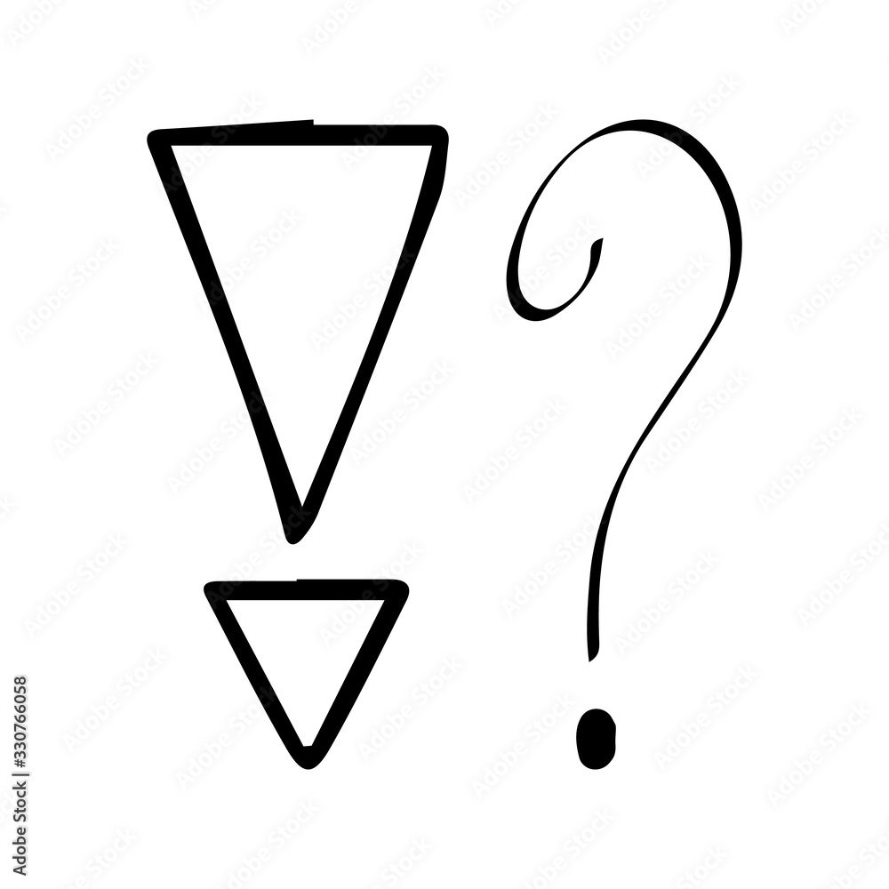 Poster vector illustration hand drawn question mark and exclamation point. question mark and exclamation po