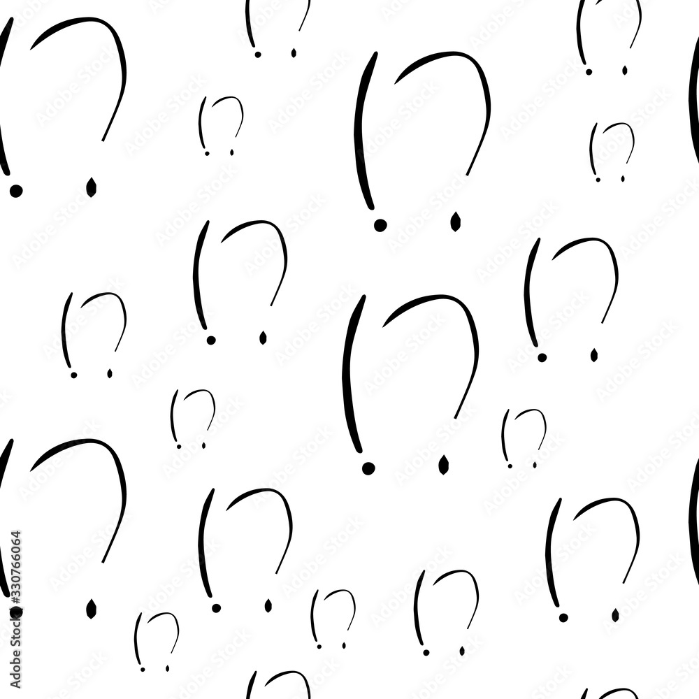 Fototapete question marks and exclamation mark seamless pattern. vector sketch question marks and exclamation m