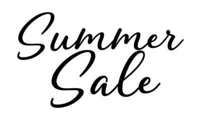 Summer sale postcard. Ink illustration. Modern brush calligraphy. Isolated on white background.