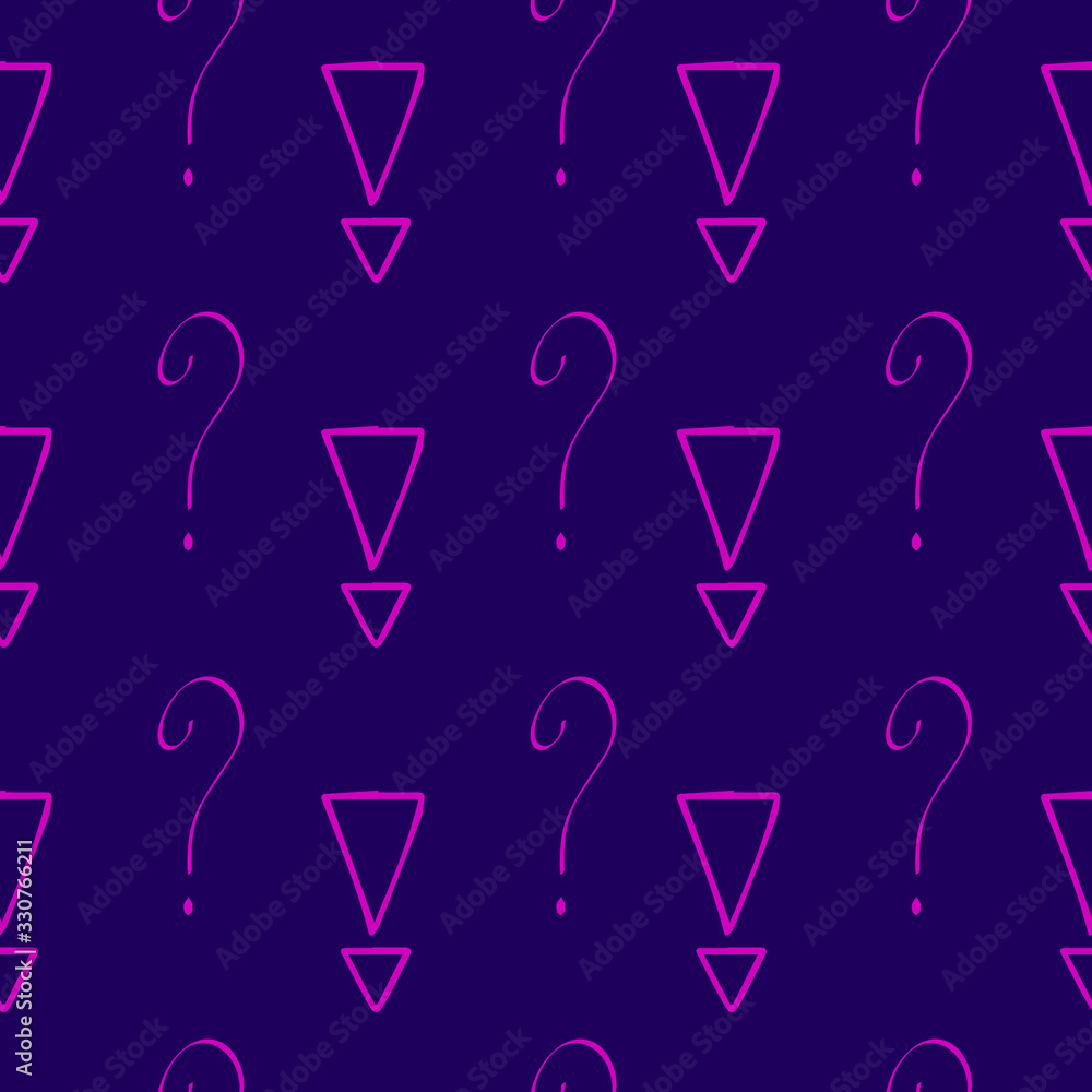 Fototapete question marks and exclamation mark seamless pattern. vector sketch question marks and exclamation m