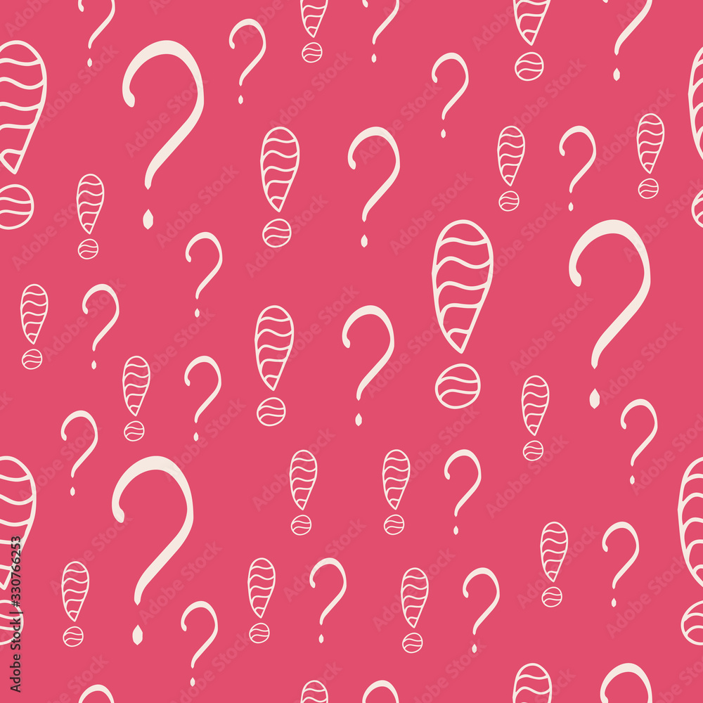 Fototapete question marks and exclamation mark seamless pattern. vector sketch question marks and exclamation m