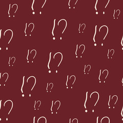 Question marks and exclamation mark seamless pattern. Vector sketch question marks and exclamation mark background