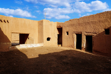 Traditional Old Arabian House abandoned or mud-brick house, the town of "Al Hayir", Saudi Arabia