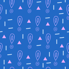 Exclamation mark seamless pattern. Hand drawn vector elements.Vector sketch question marks background