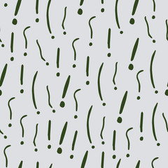 Exclamation mark seamless pattern on white background. Hand drawn vector elements.Vector sketch question marks background
