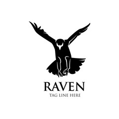 raven fly logo icon vector design raven