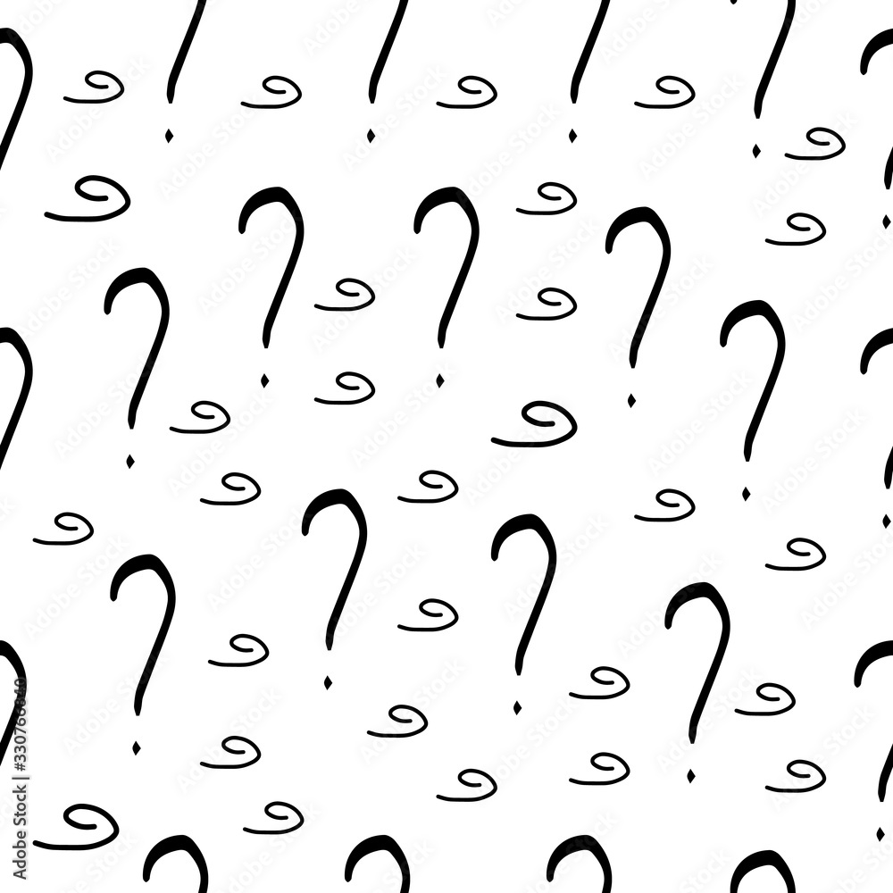Poster question mark vector seamless pattern. hand drawn sketch. faq button. asking questions. ask for help