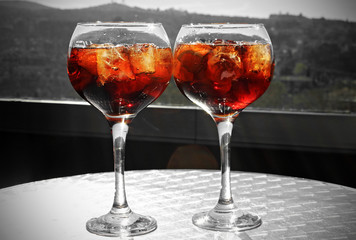 Two glasses of cola drink